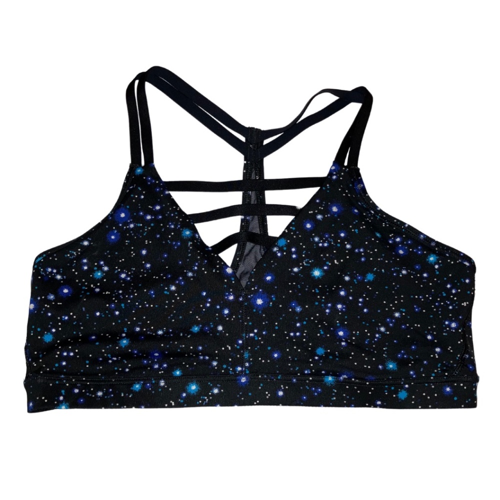 L | NWOT Galaxy Print Strappy Sports Bra